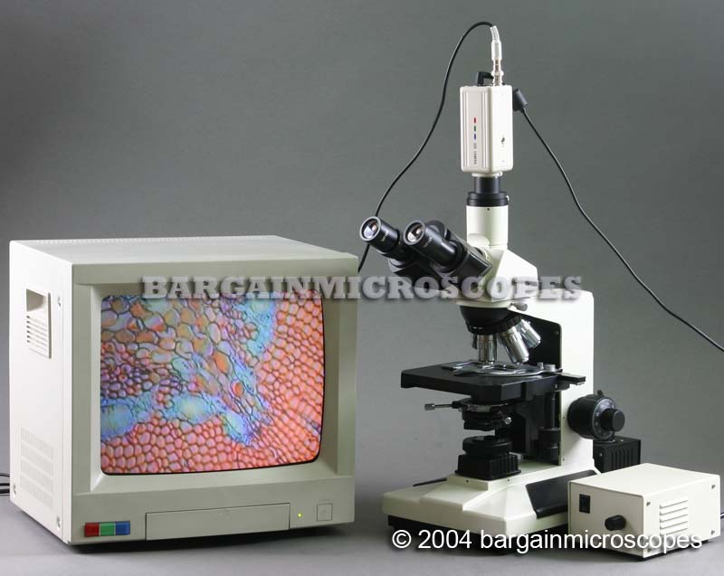 40 - 1000X TRINOCULAR MICROSCOPE 50W HALOGEN ILLUMINATION MEDICAL GRADE OPTICS USB AND CCD VIDEO CAMERAS ALUMINUM STORAGE CASE