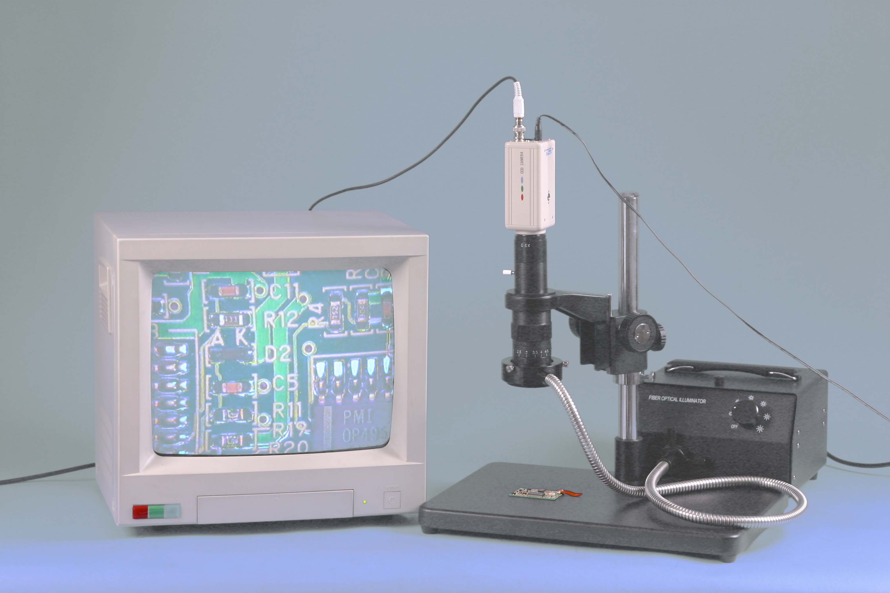 Video Zoom Inspection Video Microscopy System + CCD Camera For Monitor + USB Camera For PC Fiber Optic Illumination