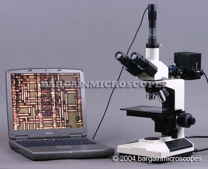 50x - 1000x Magnification Trinocular Upright Metallurgical Epi-Illumination Microscope Micrometer W/ Reticle USB Pc 3MPIXEL Camera