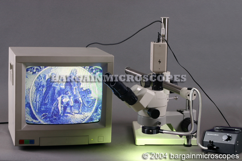 3x - 120x Zoom High Ratio Boom Stand Mount Microscope Trinocular Stereo Fiber Optic Illumination Shipping Case + Camera