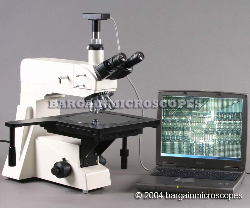 50-800x Upright Metallograph Metallurgical Epi-Illumination Trinocular Microscope Stage Moves Up / Down 3MP USB Camera + Measuring Kit